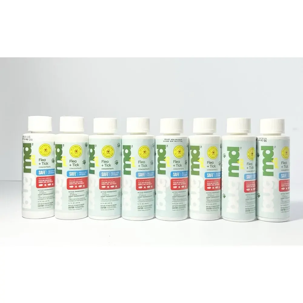 BugMD Pets Flea/Tick Concentrate for Dogs 3.7oz - Set of 8 New Expiration 2028